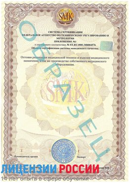 Образец сертификата соответствия (приложение) Самара Сертификат ISO 13485